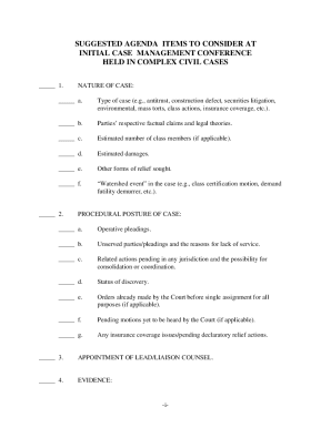 Initial Case Management Conference Agenda