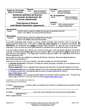 Tennessee Final Divorce Decree Form