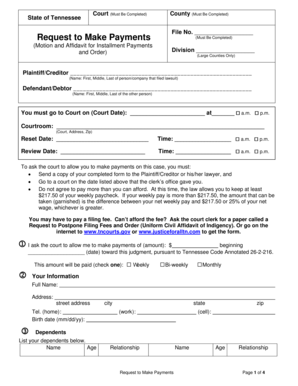 Tennessee Request to Make Payments