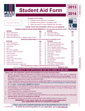 Pennsylvania EITC Student Aid Form