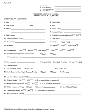NC Refugee Assistance Program Employability Plan