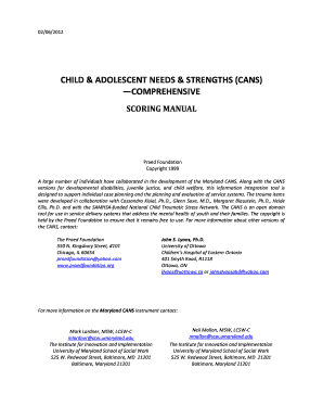 Child & Adolescent Needs & Strengths (CANS) Comprehensive Training Rating Form