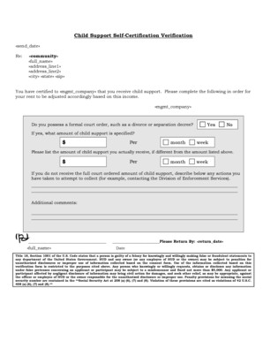 Child Support Self-Certification Verification