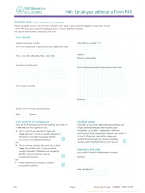 UK P46 Employee Tax Form