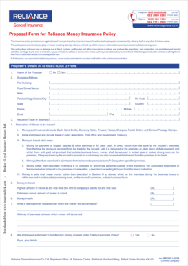 Reliance Money Insurance Proposal Form