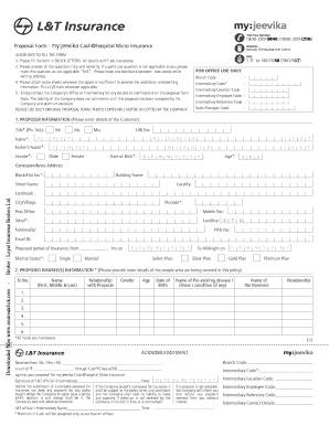 my:jeevika Cash@hospital Micro Insurance Proposal Form