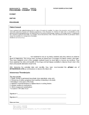 Massachusetts General Hospital Patient Consent Form