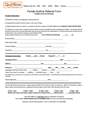 Florida Quitline Referral Form
