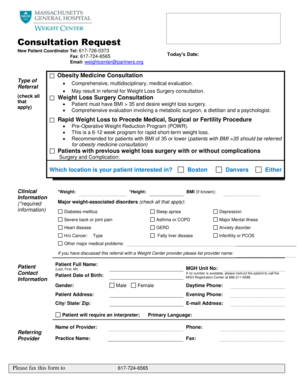 Obesity Medicine Consultation Request Form