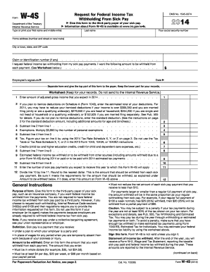 Form W-4S Withholding From Sick Pay
