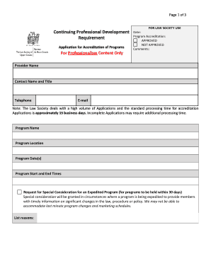 Law Society Continuing Professional Development Accreditation Application