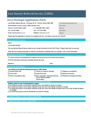 2015 Paralegal Application Form