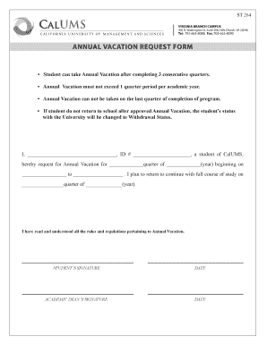 ANNUAL VACATION REQUEST FORM - calums