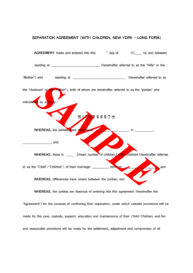 Separation Agreement with Children New York