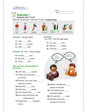 English Verb To Be Worksheet