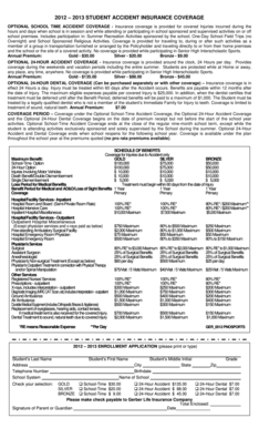 2012-2013 Student Accident Insurance Enrollment Form