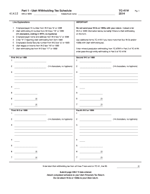 Utah Withholding Tax Schedule TC-41W