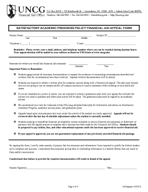 Satisfactory Academic Progress Appeal Form