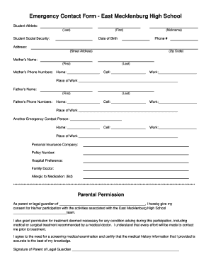 school emergency contact form