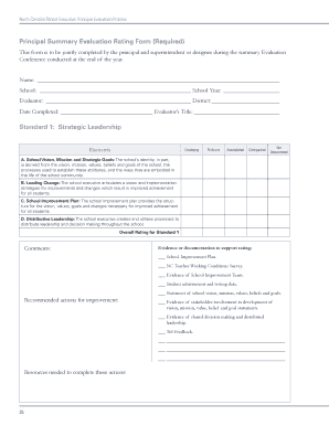 North Carolina Principal Evaluation Form