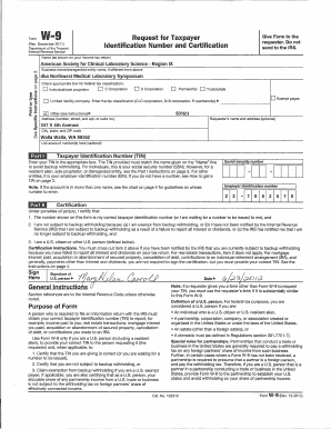 IRS Form W-9 Request for Taxpayer Identification Number and Certification
