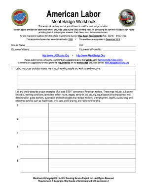 American Labor Merit Badge Workbook