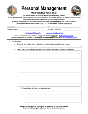 Personal Management Merit Badge Workbook