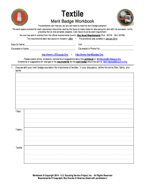 Textile Merit Badge Workbook