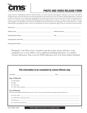 photo and video release form cms