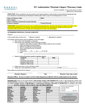 WC Authorization Physician’s Report