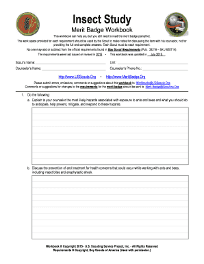 Insect Study Merit Badge Workbook