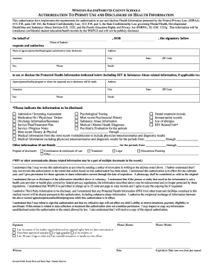 Winston-Salem Authorization for Health Information Disclosure