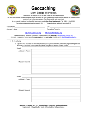 Geocaching Merit Badge Workbook