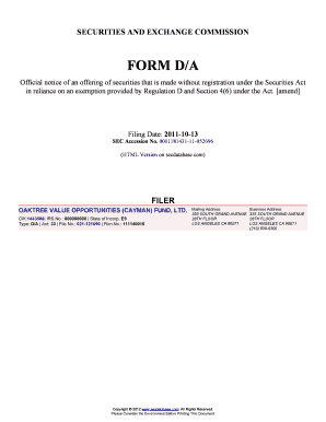 SEC Form D/A Notice of Exempt Offering of Securities