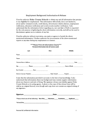 Employment Background Authorization & Release