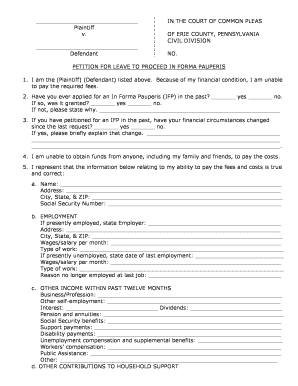 Petition for Leave to Proceed In Forma Pauperis