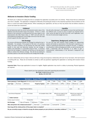 Investors Choice Funding Commercial Loan Application