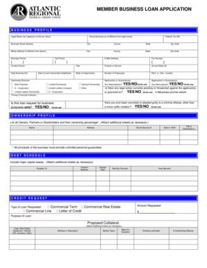 Member Business Loan Application