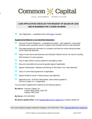 Loan Application Checklist and Personal Financial Statement