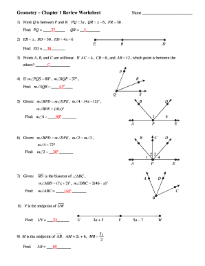 Geometry Chapter 1 Worksheet Answers - Fill Online, Printable, Fillable,  Blank | pdfFiller