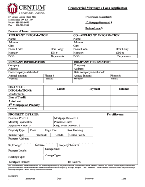 Commercial Mortgage Loan Application