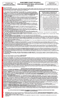 Buncombe County Schools Free and Reduced Meal Application