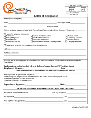 Employee Resignation Form
