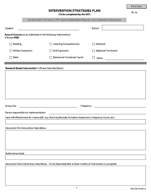 Intervention Strategies Plan RE 1b