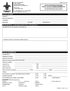 Scouts Australia NSW Activity Notification Form A1