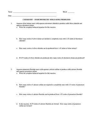 Chemistry Stoichiometry Worksheet