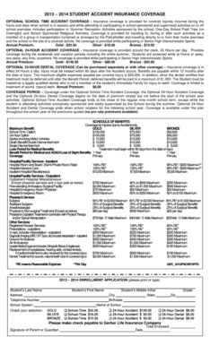 2013-2014 Student Accident Insurance Enrollment Application