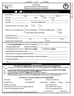 Oklahoma Home Language Survey for Pre-K-12