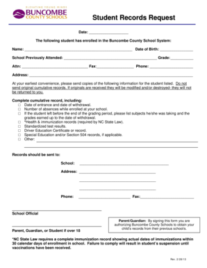 Student Records Request Form