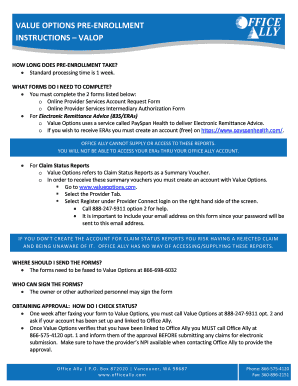 ValueOptions Online Provider Services Account Request Form